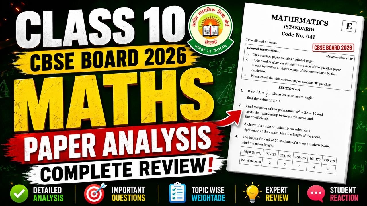Class 10 CBSE Board 2026 Maths Paper Analysis | Complete Review ...