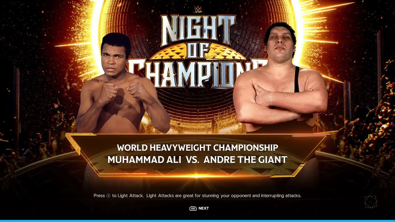 Andre Muhammad WWE 2K24 Night of Champions Muhammad Ali VS Andre the Giant (Title ...