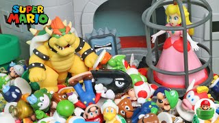 マリオのおもちゃ ピーチ姫がクッパに捕まった！みんなで力を合わせて