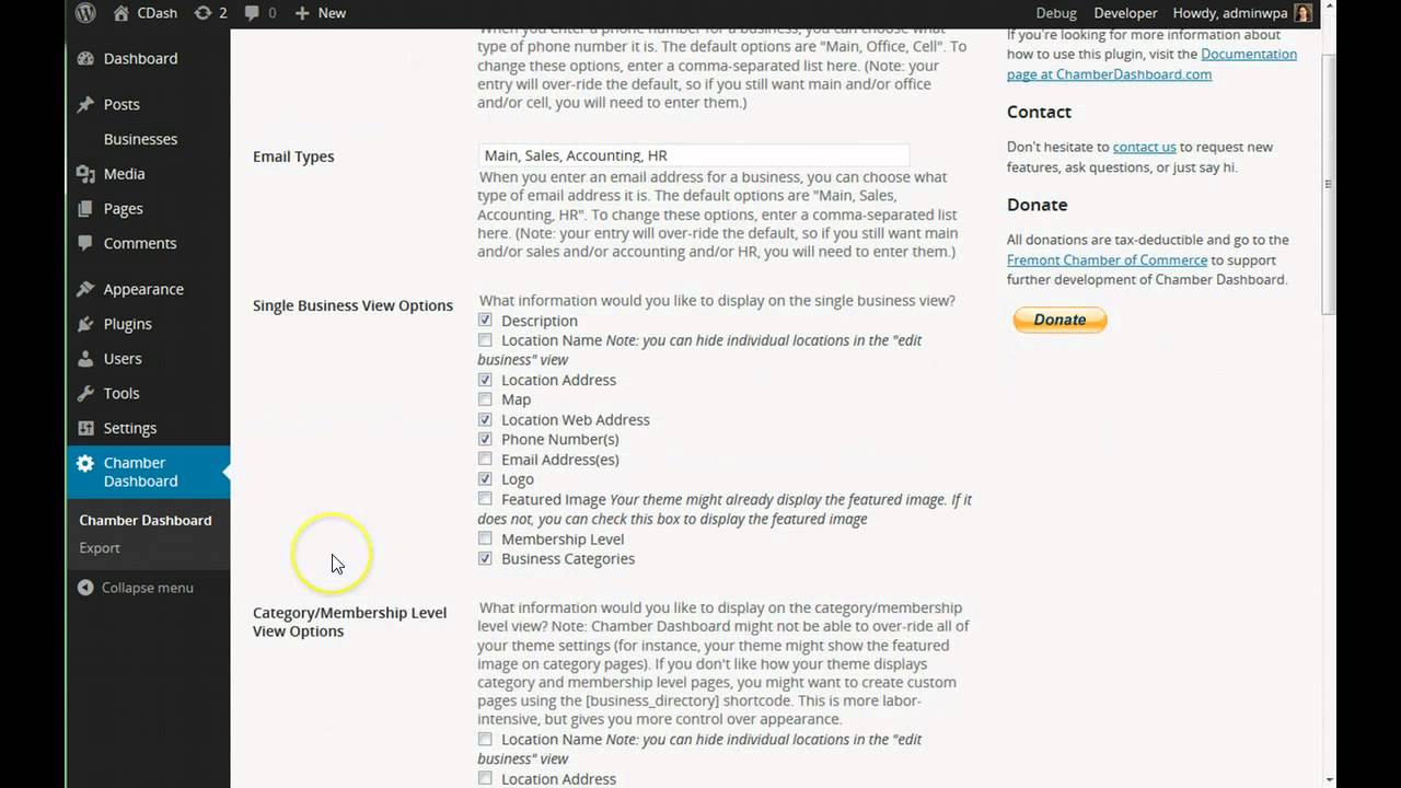 Chamber Dashboard Category Pages YouTube