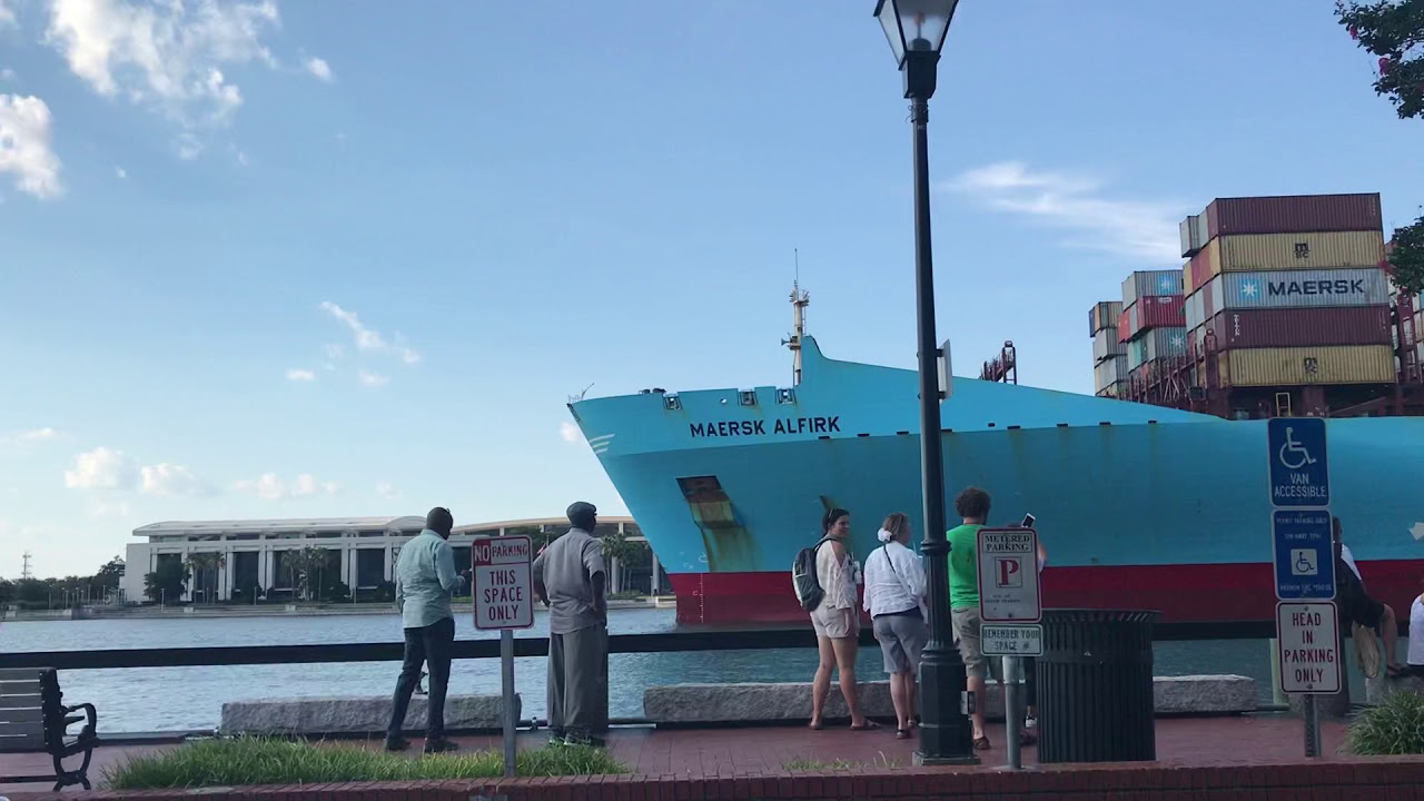 Maersk Alfrik Big Cargo Ship Harbor Savannah,GA 2018 YouTube
