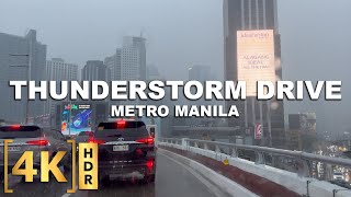 Heavy Thunderstorm Drive In Metro Manila  Asmr Driving Tour  Philippines  Egay