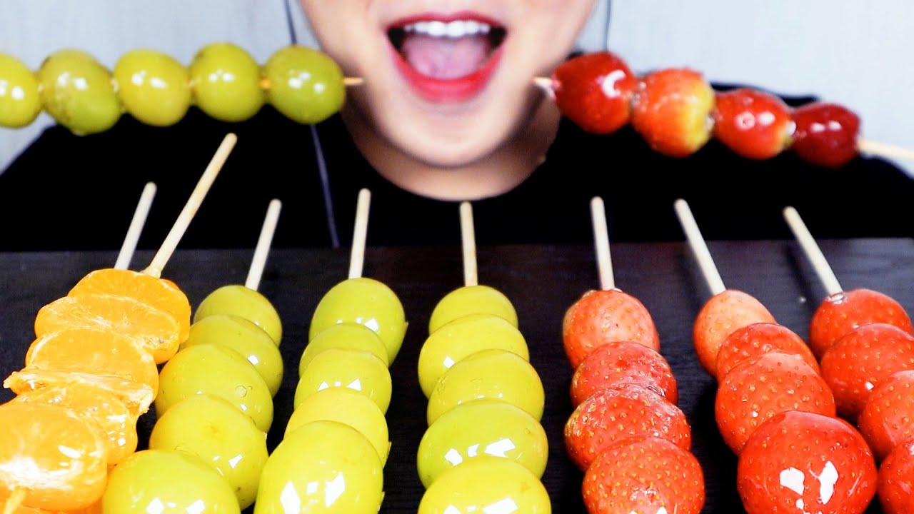 ASMR CANDIED FRUITS MUKBANG TANGHULU NO TALKING EATING SOUNDS タンフル 탕후루