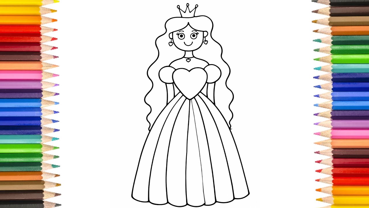 Easy Princess Girl Drawing 👑✨ | Long Hair Pencil Sketch Tutorial