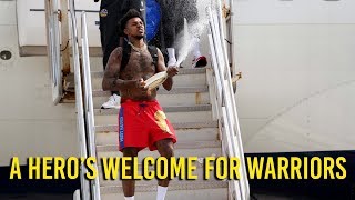 Golden State Warriors get hero's welcome at Oakland airport