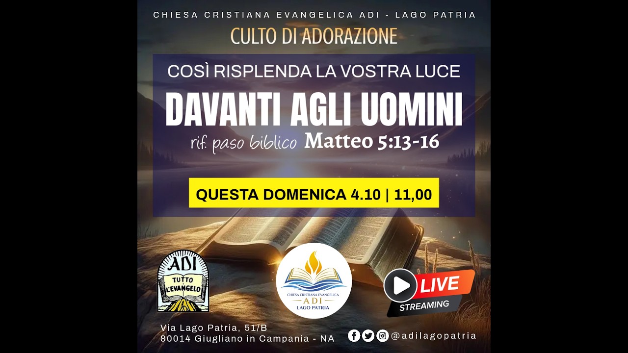 Samuele Dinaro - così risplenda la vostra luce davanti agli uomini “Matteo 5:13-16” | 04.10.2026