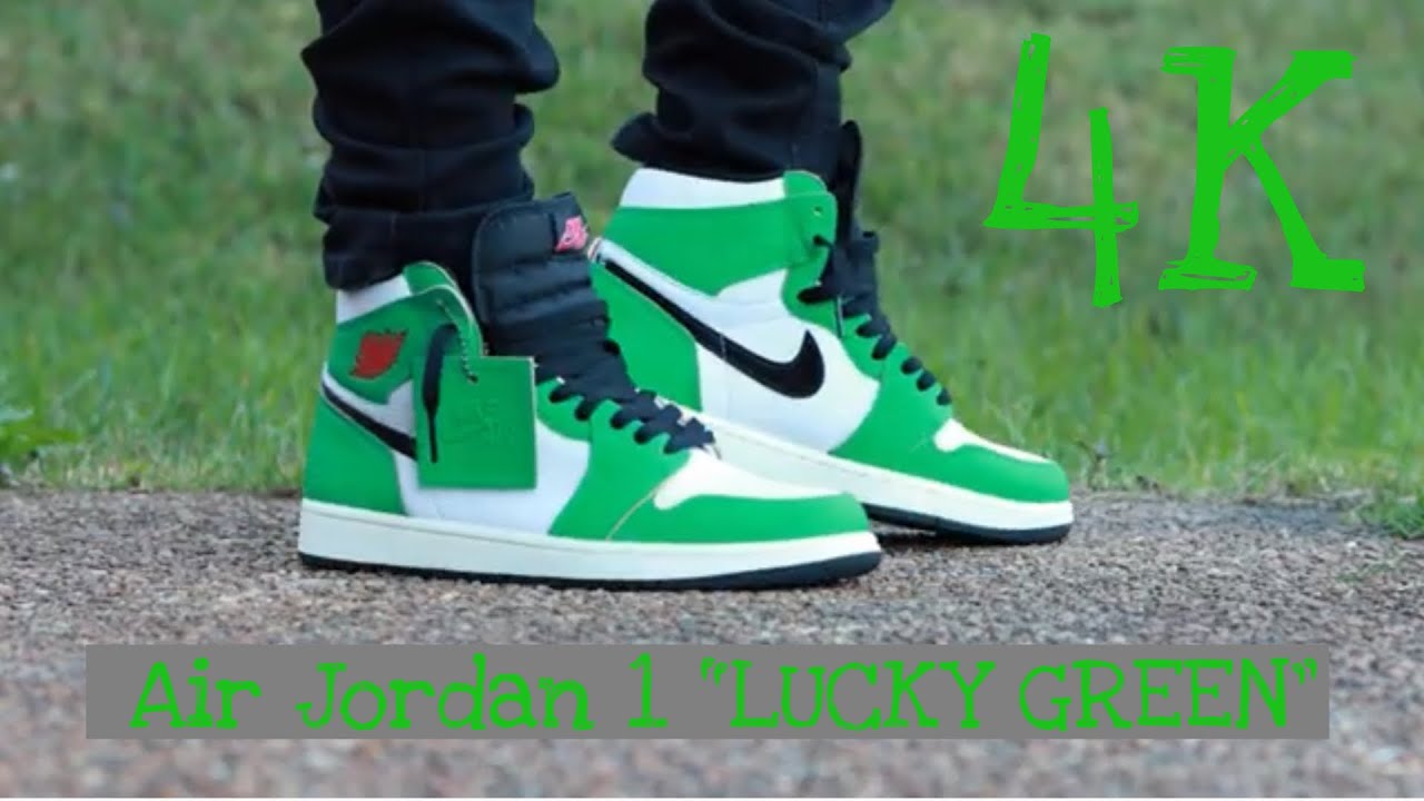 air jordan 1 lucky green on feet