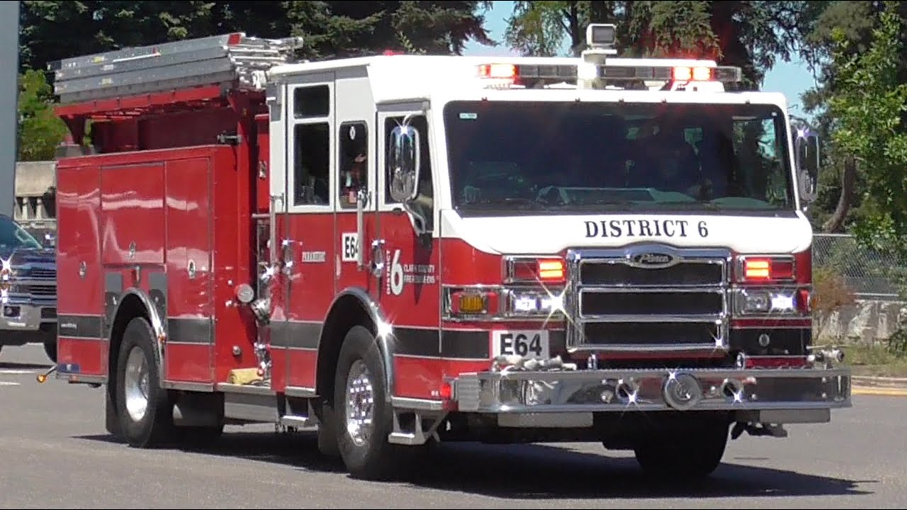*AIR HORN* Clark County Fire District 6 Engine 64 & AMR Medic 1609 ...