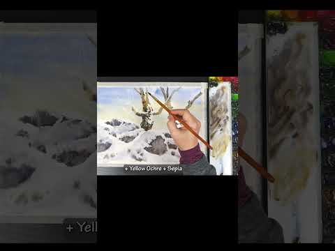#shorts Without Sketch Landscape Watercolor - <strong>Snowy</strong> Scenery (color name view)NAMIL ART