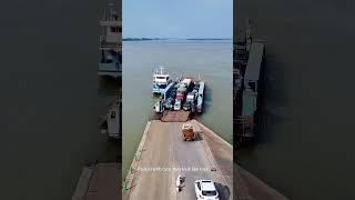 Giant Ferry Docking Full Of Cars