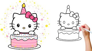 Create an ADORABLE HELLO KITTY Birthday Drawing in 5 Minutes!