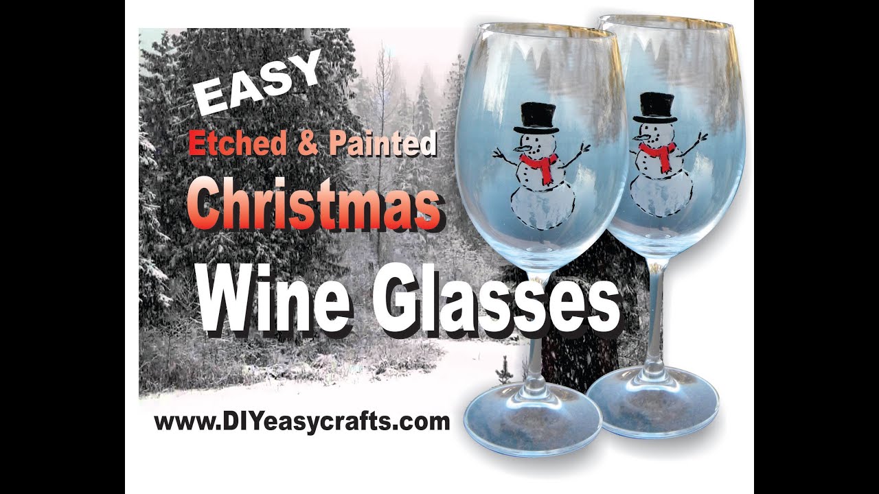 custom etched and painted glass christmas wine glasses painting christmas wine glasses
