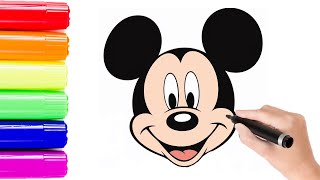 Drawing And Coloring Mickey Mouse ❤️⚫⚫🎀🐭🐶🦆 Drawings For Kids