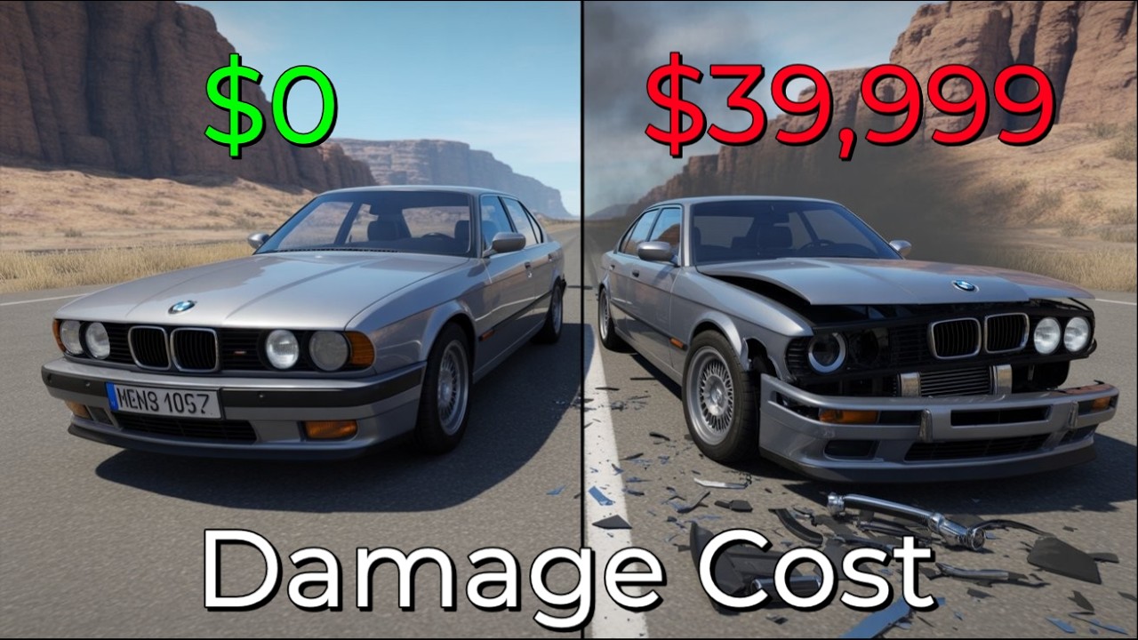 Realistic Crashes BeamNG Drive Damage Cost BMW M5 E34 | Epic Wallet Survival