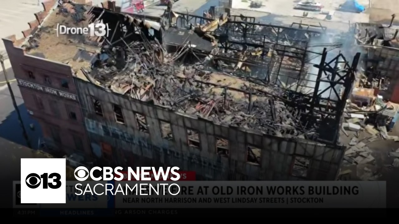 Massive fire engulfs Stockton's old Iron Works building