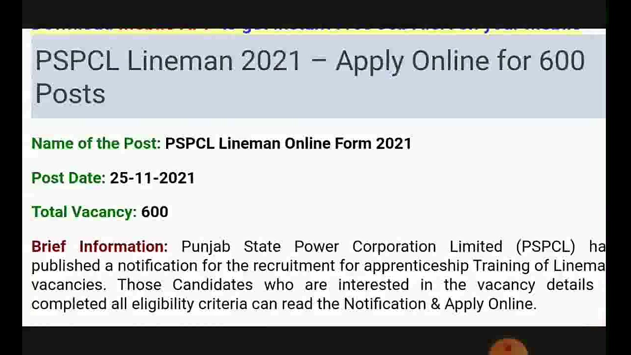 PSPCL 600 Posts Out 2021😨Big News!! Check this video Now!! Deatiled Notification