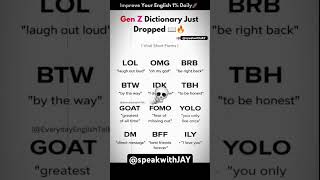 Gen Z Dictionary Just Dropped! 😎🔥 Learn These Viral Short Forms✅✅#ytshorts #gk #education