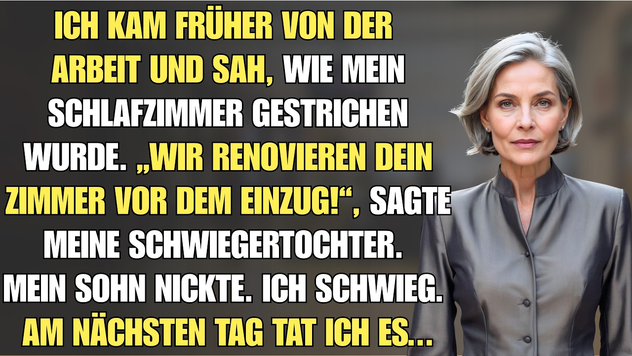 Ich kam früher von der Arbeit nach Hause und mein Schlafzimmer war nicht mehr meins. Meine Schwiegertochter stand stolz vor einer salbeigrünen Wand, die sie über meinen cremefarbenen...