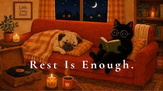 Cozy Night Reading Jazz with a Black Cat & Sleeping Pug 🌙 Soft Jazz for Reading, Study & Rest screenshot 4