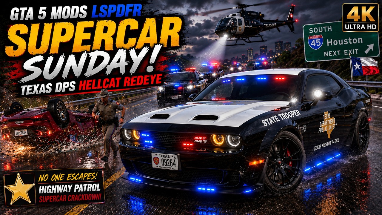 🔥 Texas DPS Hellcat Redeye Highway Patrol! 🚔 Exotic Car Crackdown | Supercar Sunday