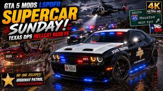 ⚠️ SUPERCAR SUNDAY! Texas DPS Hellcat Redeye Chasing Supercars! | GTA 5 LSPDFR