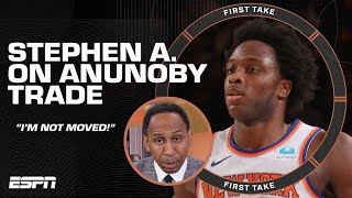 Thumbnail for I'm not moved! 😒 - Stephen A. reacts to the Knicks trading for OG Anunoby | First Take