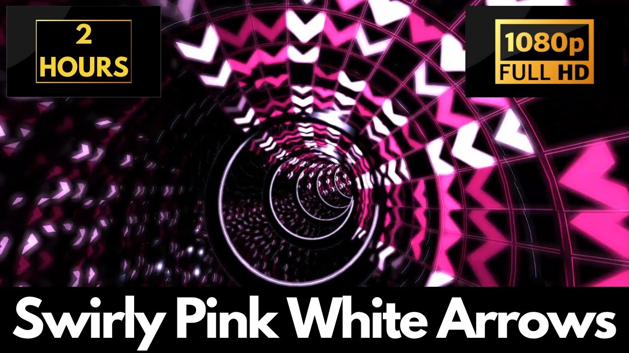 Swirly Pink White Arrows Tunnel – 2 HOUR Satisfying Background Video & Wallpaper!