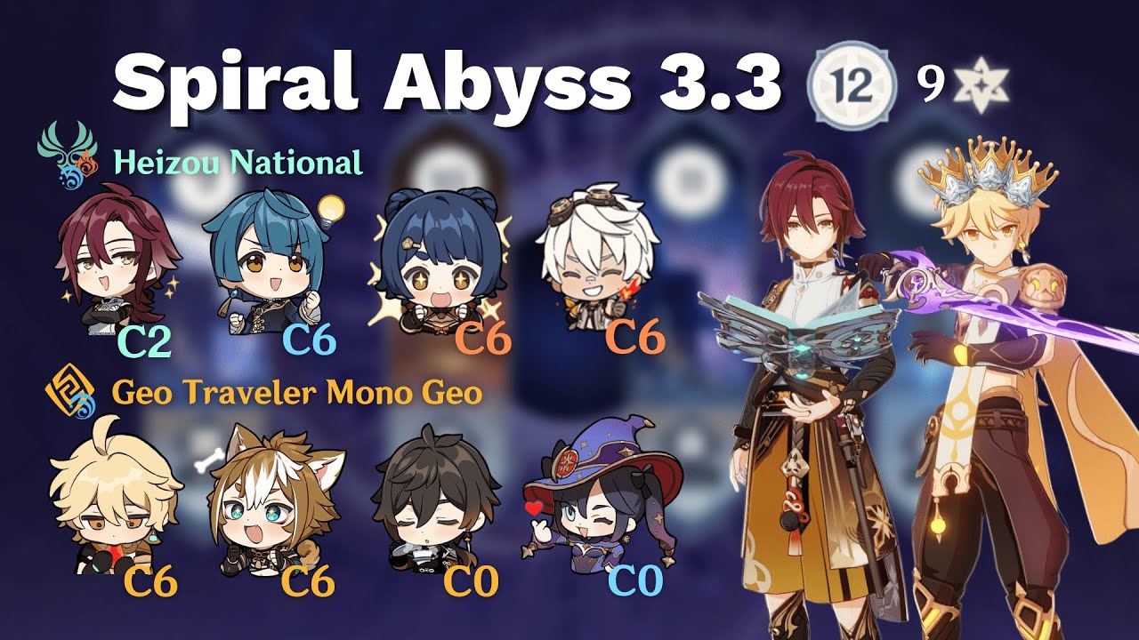 C2 Heizou National & C6 Geo Traveler Mono Geo - Spiral Abyss 3.3 Floor 12 9★ - Genshin Impact