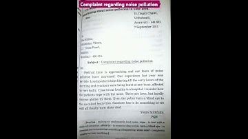 Complaint regarding noise pollution- English letter writing- English formal letter- noise pollution