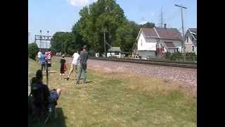 UP 5370 leads a rail train east thru Rochelle, IL 6 2 12