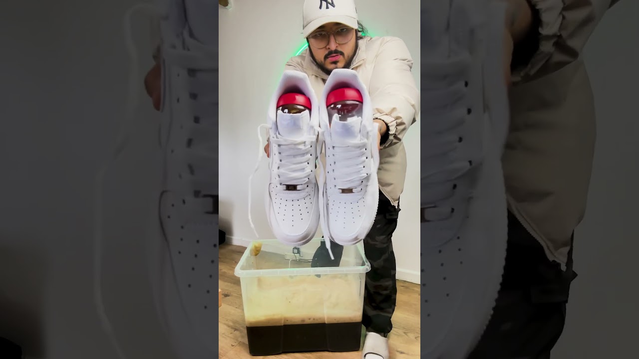COFFEE VS SHOES 😱 no way this works! #lifehacks #experiment #fyp #sneaker #challenge