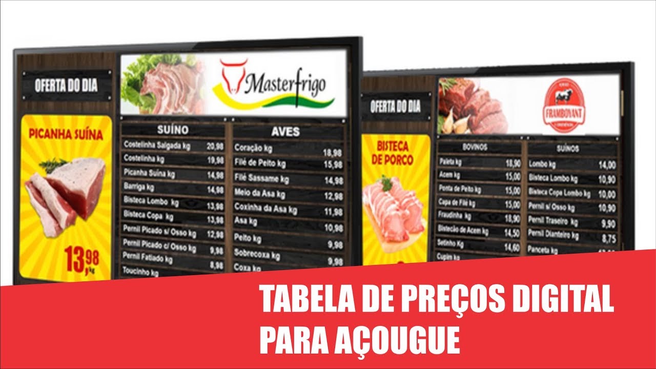 Menu Digital - Mídia Indoor Para Frigoríficos e Casa de Carnes