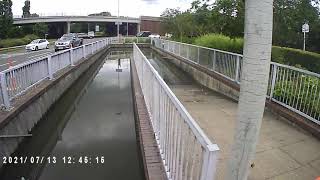 Pedestrian underpass filled up with water. like a swimming pool