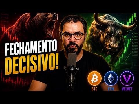 FECHAMENTO SEMANAL DECISIVO! BTC, ETH e Altcoins em Região Crítica + Velvet Surpreende com +100%