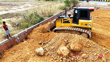 Complete Large-Scale Land Fill Project! Expert Shantui DH17c3 Dozer Operator & 25-Ton Dump Trucks