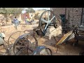 Amazing Starting 22HP Desi Diesel 100years Old Black Engine Working With Flooring Machine