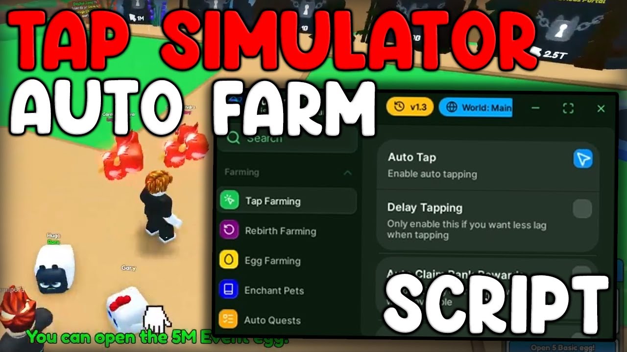 [🏛️UPDATE] Tap Simulator Script Auto Farm, Auto Hatch, Auto Rebirth - Roblox 2026