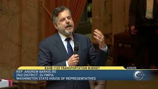 Rep. Andrew Barkis speaks in support of the 2023-23 transportation budget