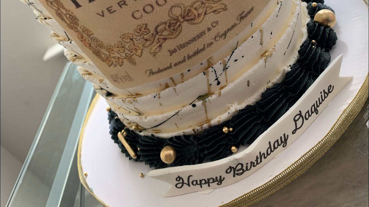 Black and gold paint splatter cake YouTube