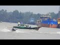 Container ships and boats rushing on the saigon river 4k shipspotting