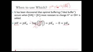 Buffer Capacity and Choosing a Buffer based on pH
