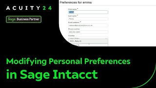 Modifying Personal Preferences in Sage Intacct