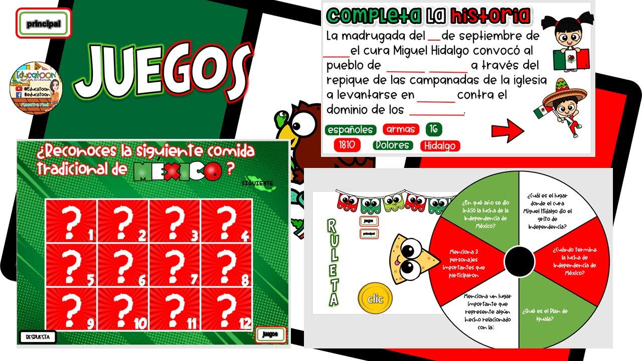 INDEPENDENCIA DE MEXICO PARA NIÑOS [juegos virtuales] - YouTube