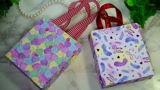 手提げ袋を折り紙５枚と糊で作ります・Origami  gift  bag・Mr coin origami channel１５