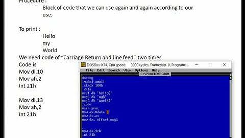 procedure in assembly language with example. in Urdu/Hindi