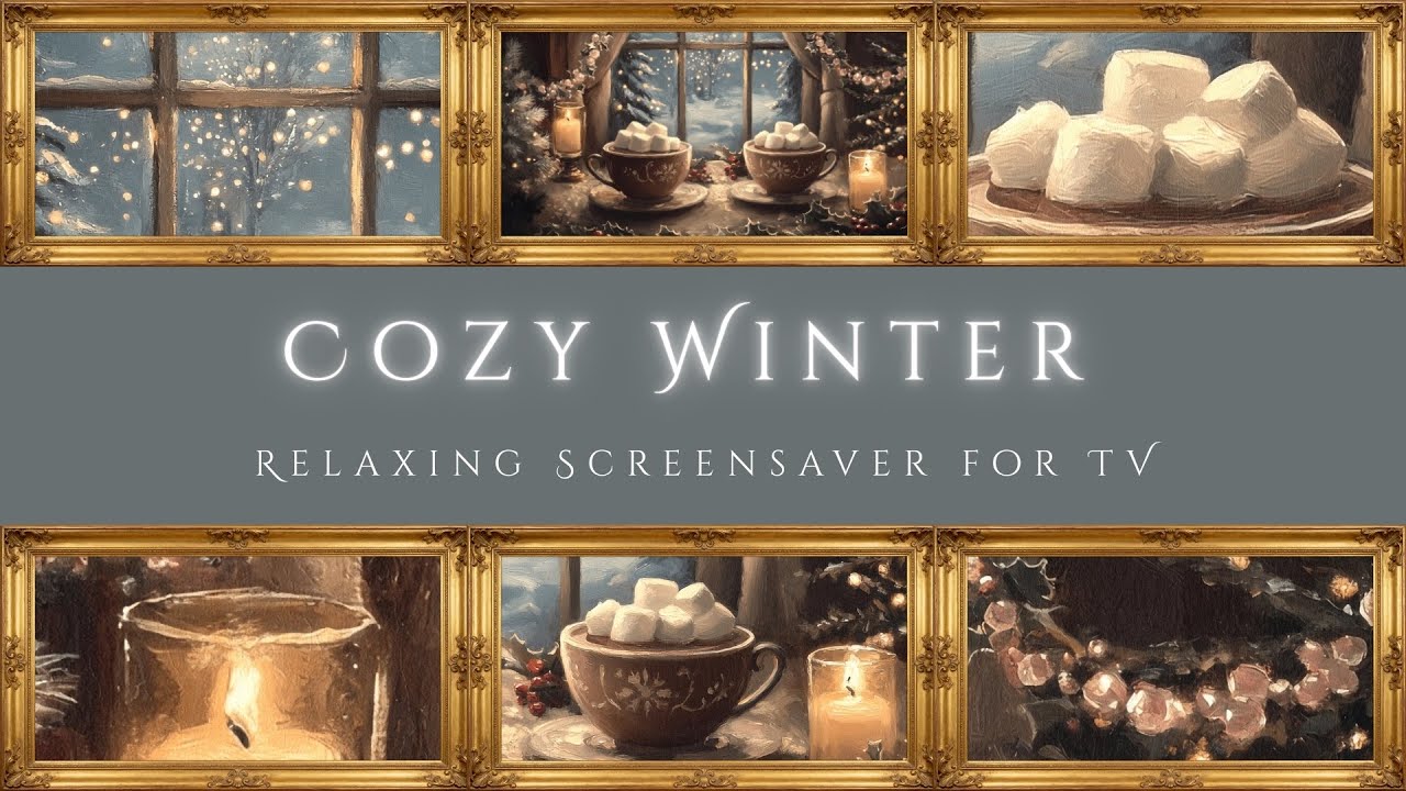 Hot Cocoa & Falling Snow | Holiday Screensaver | 4K Frame TV Art | Animated Winter Painting