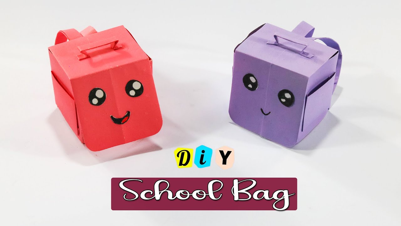 How to make a Paper School Bag Easy Origami Paper School Bag MINI