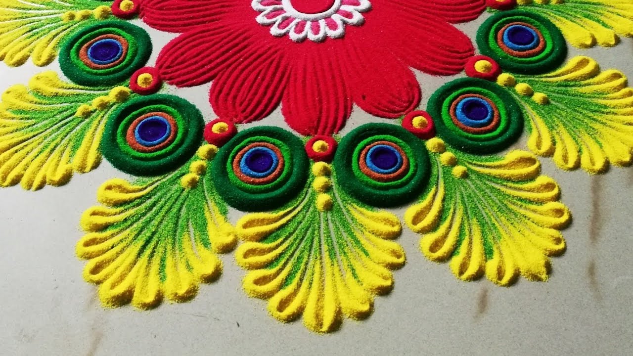 Very easy and attractive multicolored kolam for festivals ...