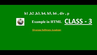 #3 - Html heading tag , h1, h2, h3, h4, h5, h6, div ,p tag example