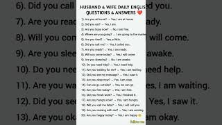 HUSBAND &amp; WIFE DAILY ENGLISH QUESTIONS &amp; ANSWERS ❤️